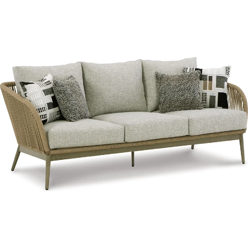 best sofa for small homes-SWISS VALLEY Outdoor Sofa with Cushion - Beige