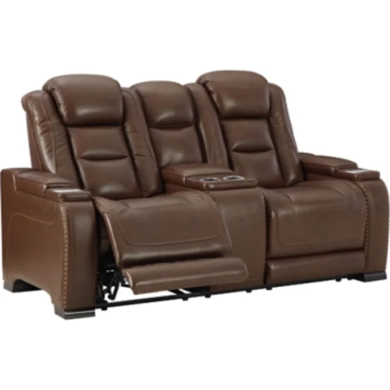 how to repair sofa cushions-The Man-Den Power Reclining Loveseat with Console - Mahogany