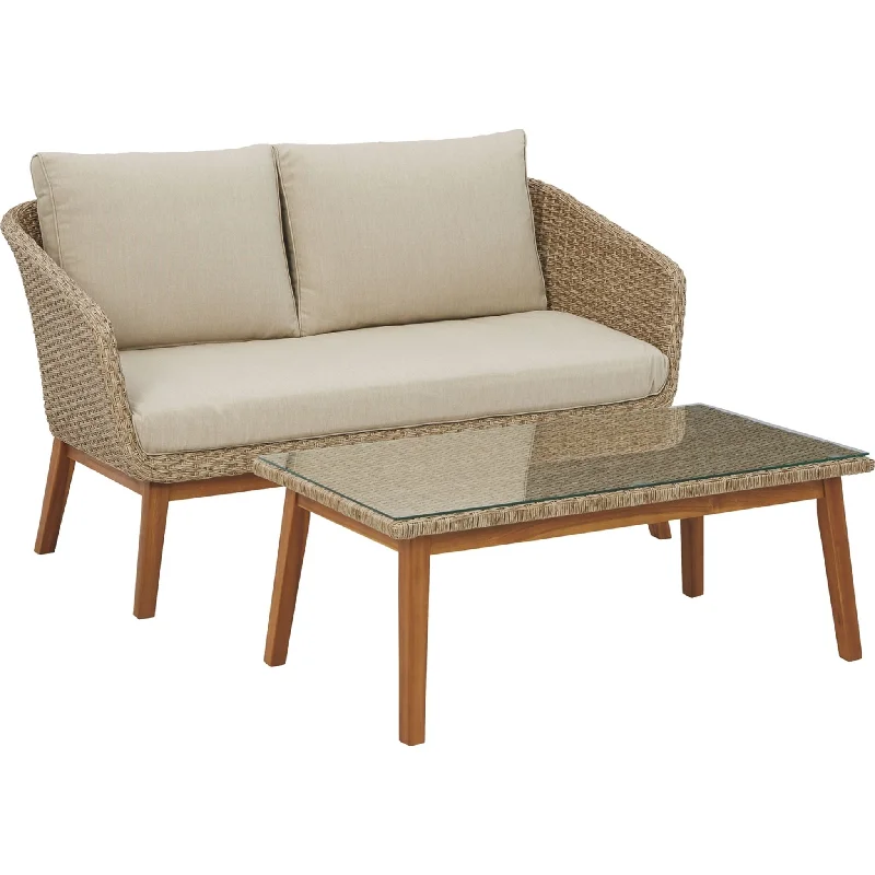 sofa for outdoor seating-Outdoor Crystal Cave Loveseat Beige