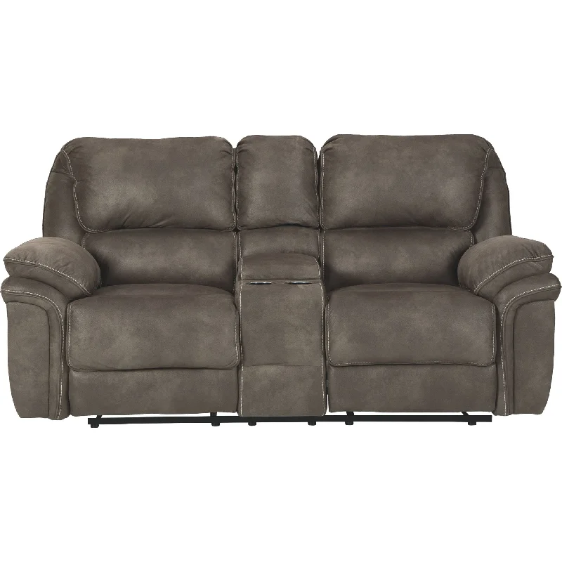 sofa with durable cushions-Trementon Power Reclining Loveseat with Console - Graphite