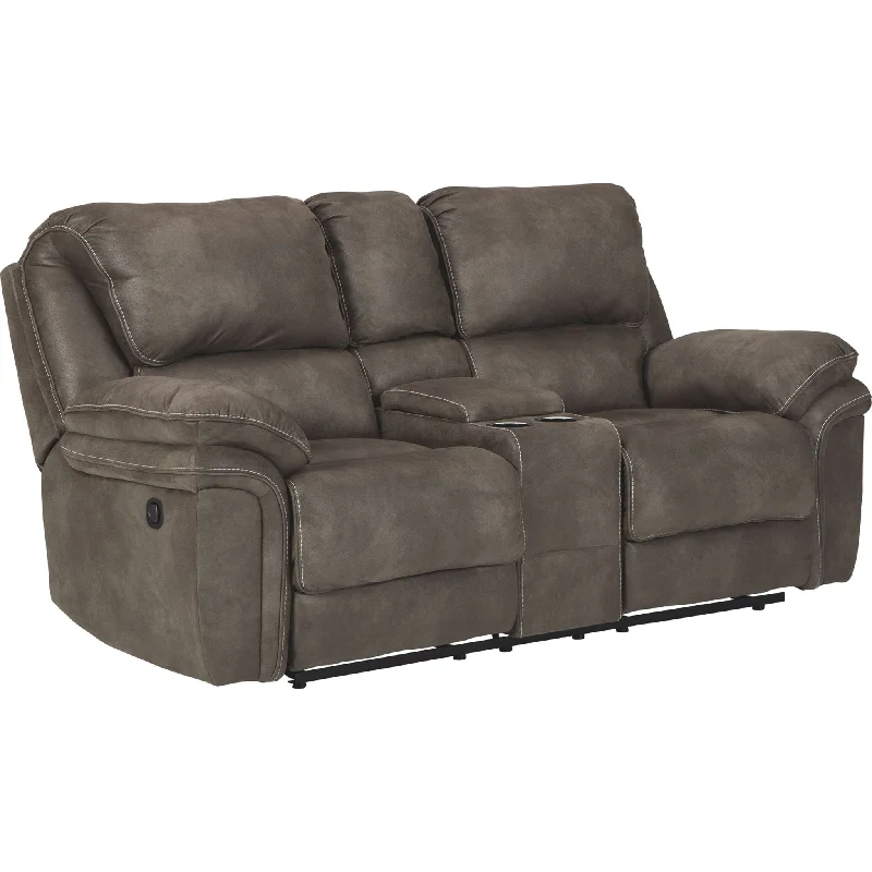 sofa for home lounge-Trementon Reclining Loveseat with Console - Graphite