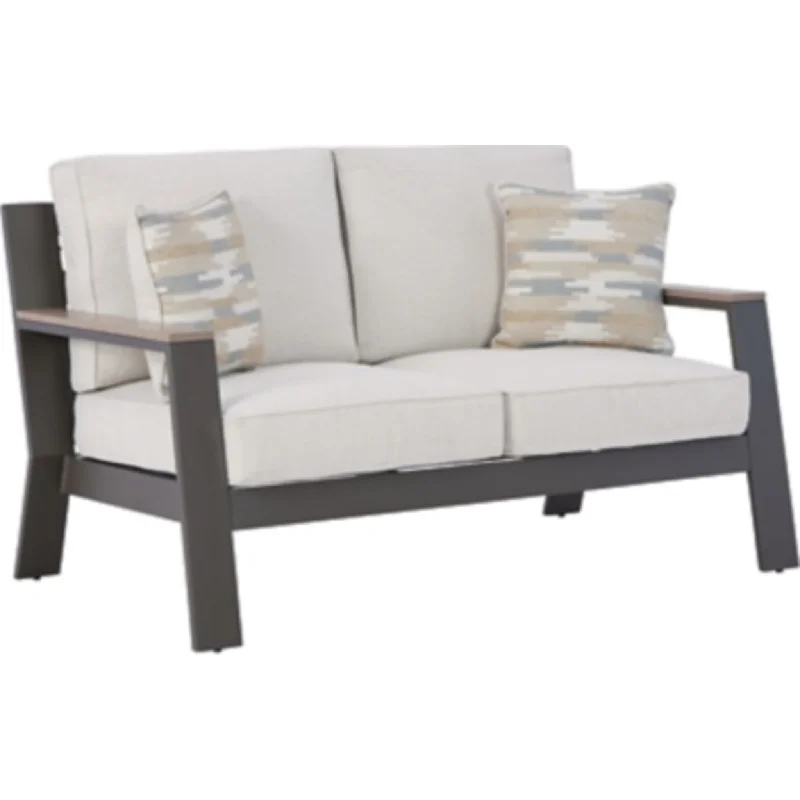 sofa sale near me deals-Tropicava Outdoor Loveseat with Cushion - Taupe/White